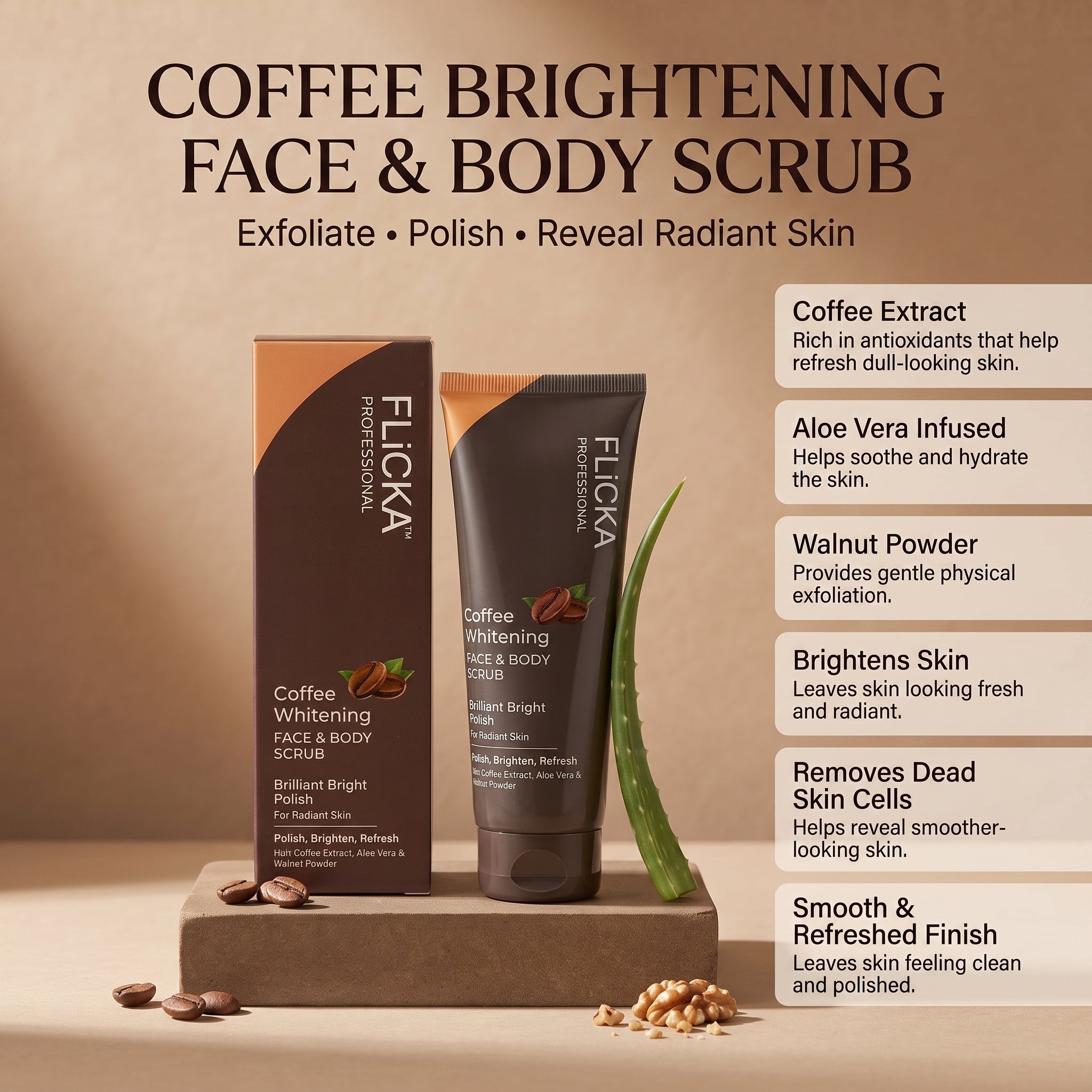 Flicka Coffee Brightening Face & Body Scrub