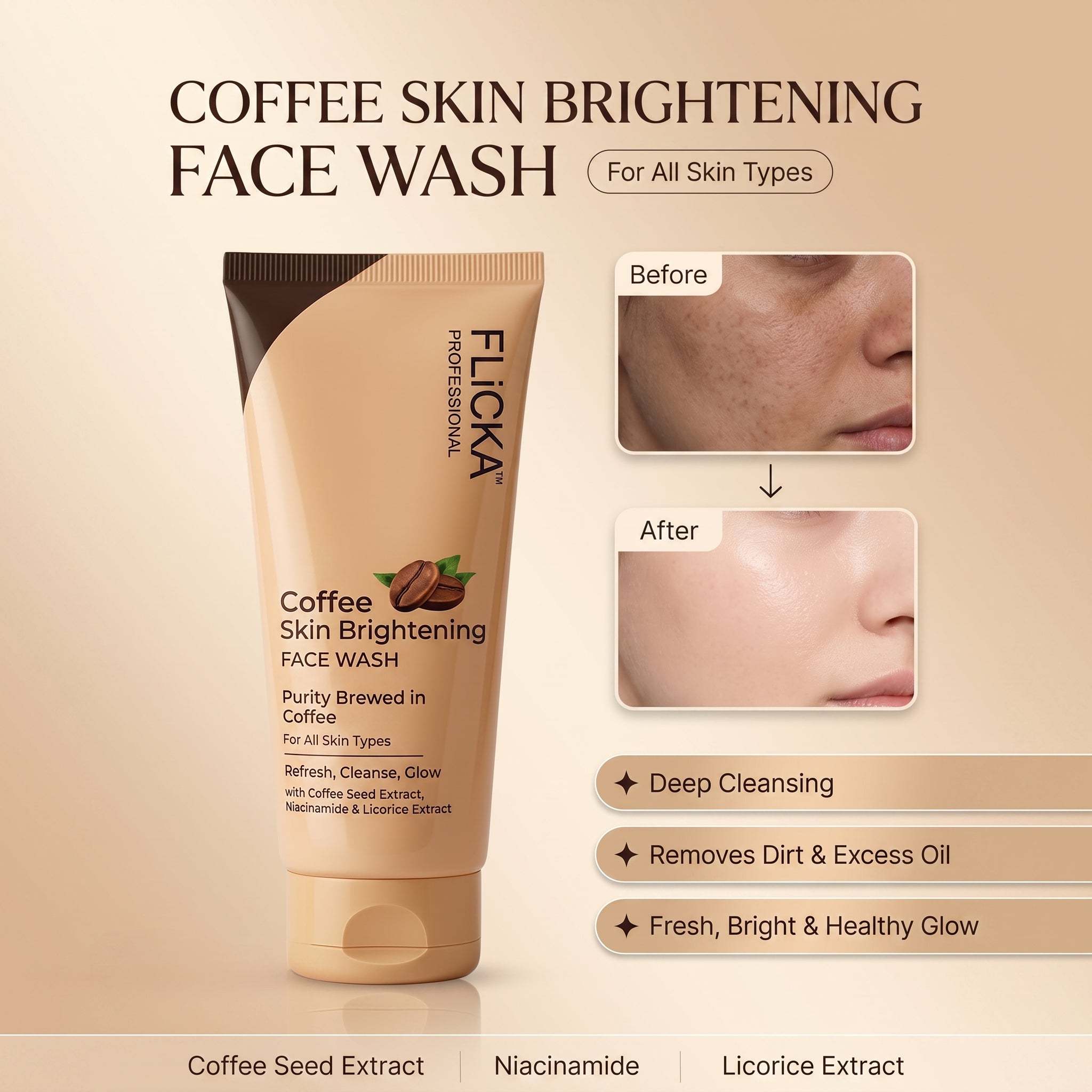 Flicka Coffee Skin Brightening Face Wash